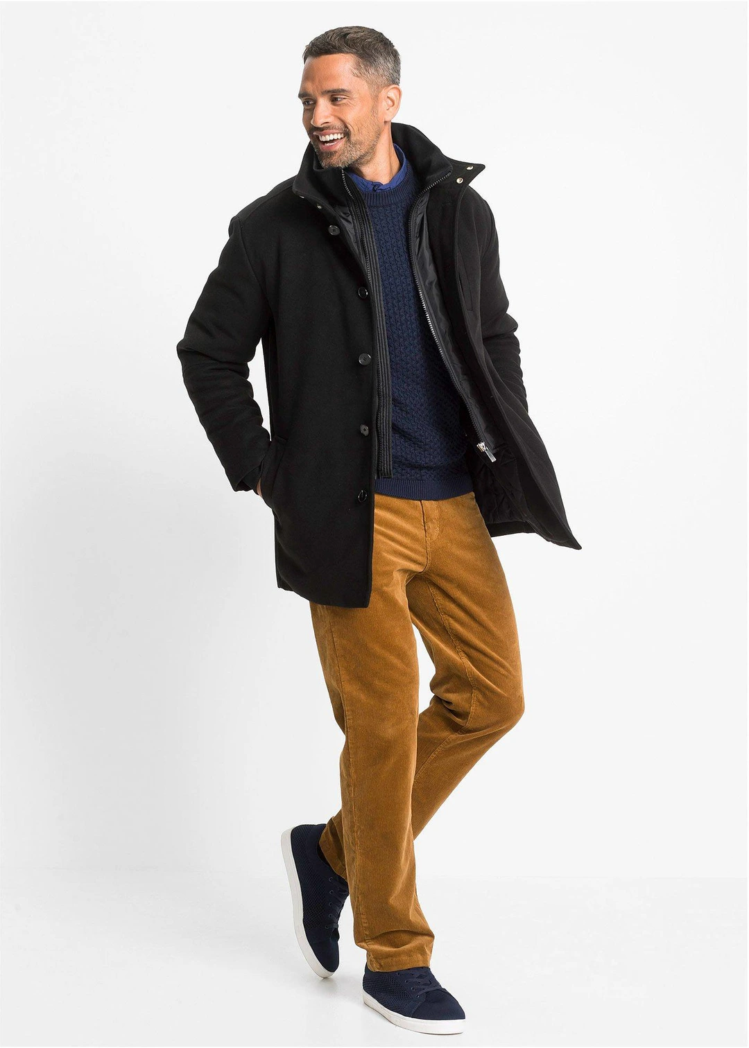 Veste d’hiver aspect laine avec empiècement coupe-vent