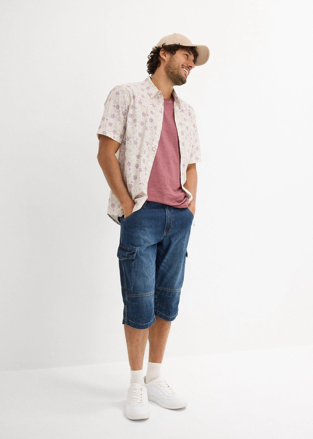 Bermuda long poches cargo en denim léger, coupe loose - 2