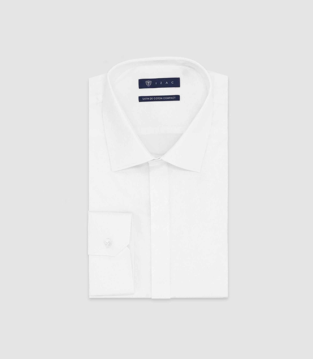 IZAC - Chemise slim en satin de coton BLANC