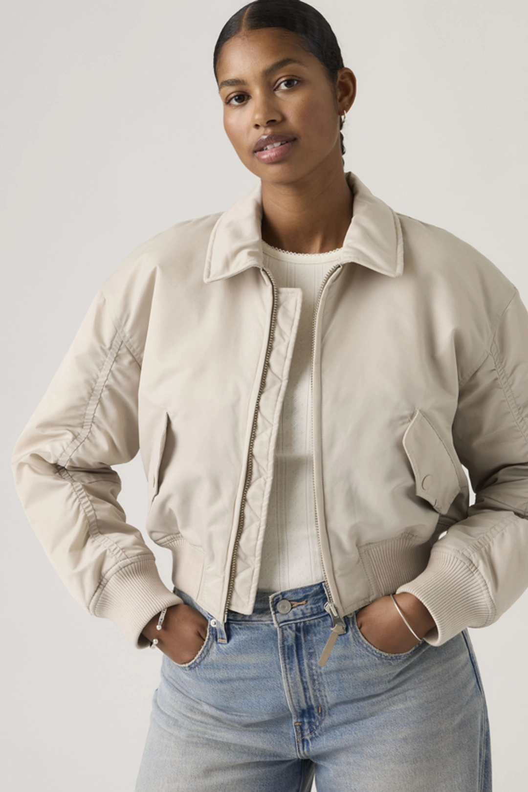Levi's Blouson D'aviateur Crop Bowie - Femme - Noir / Anthracite Night - XS