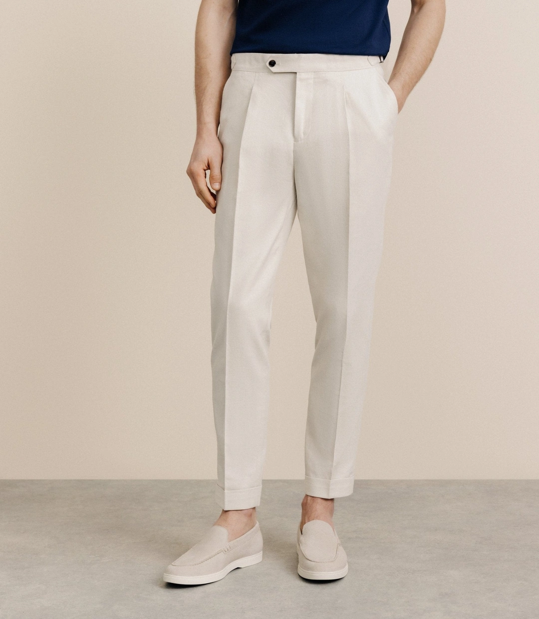 IZAC - Pantalon taille mi-haute beige