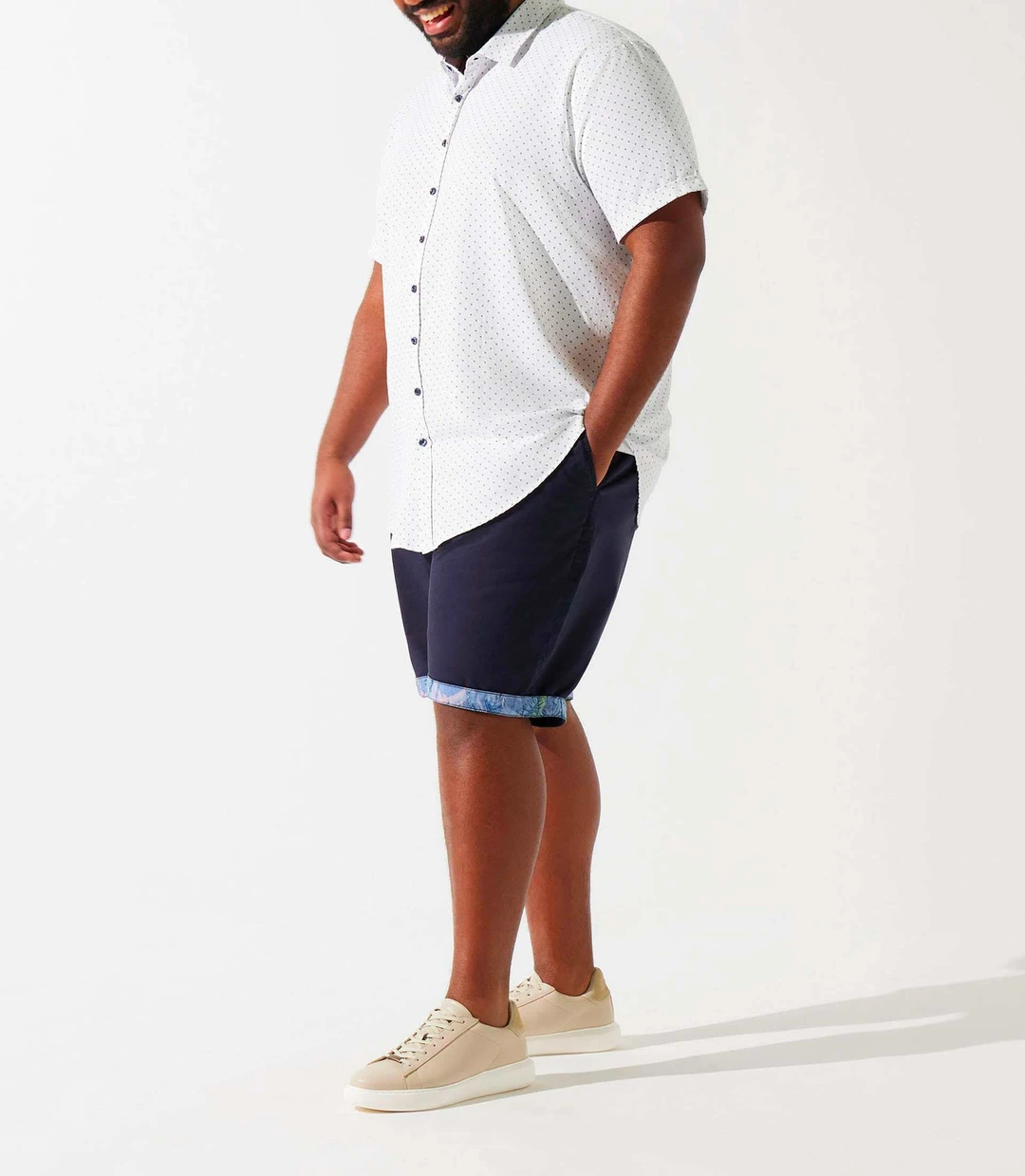 IZAC - Chemise manches courtes à imprimé blanche et marine KEDDYBT