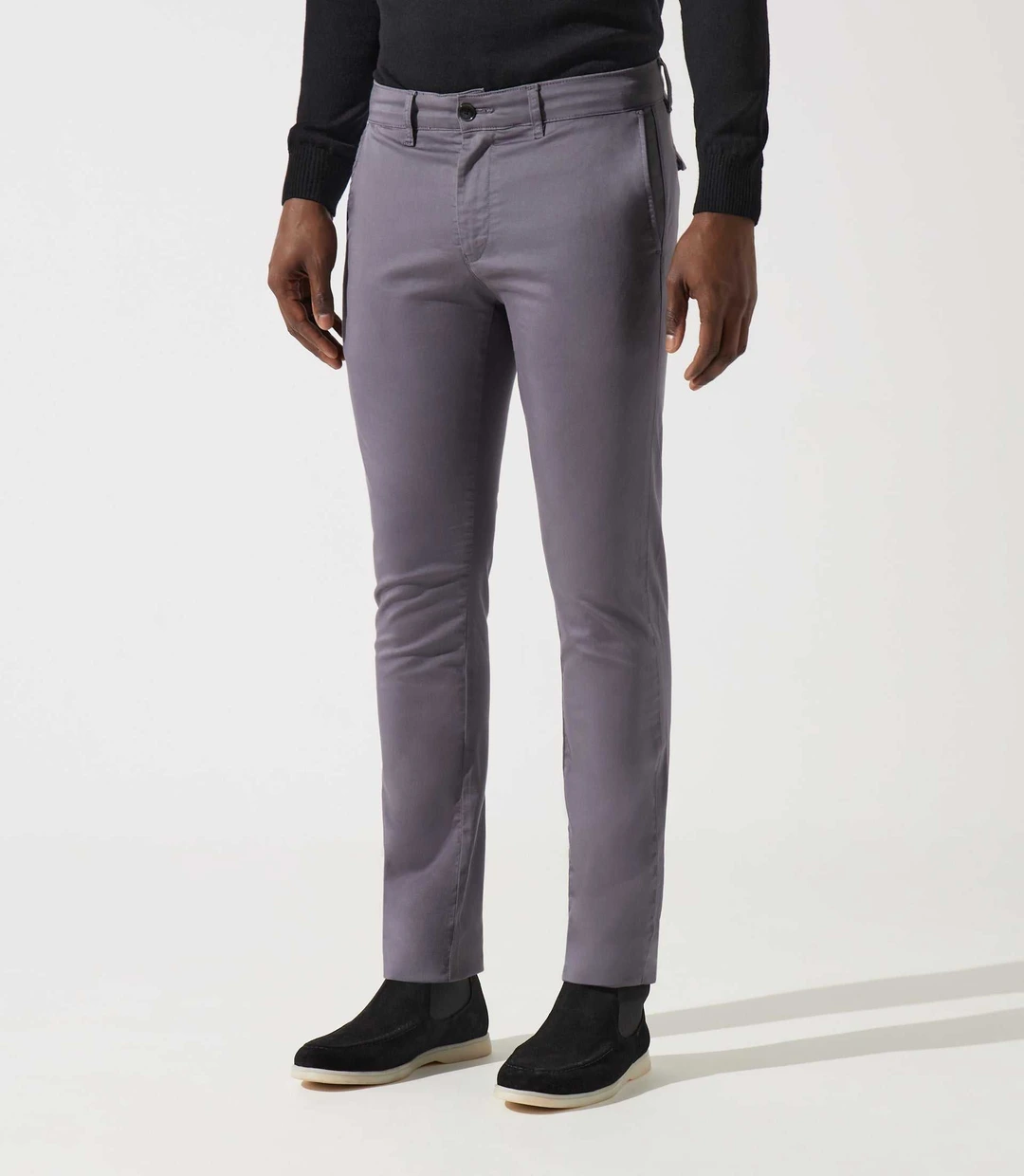 IZAC - Pantalon chino satin anthracite VANAMA