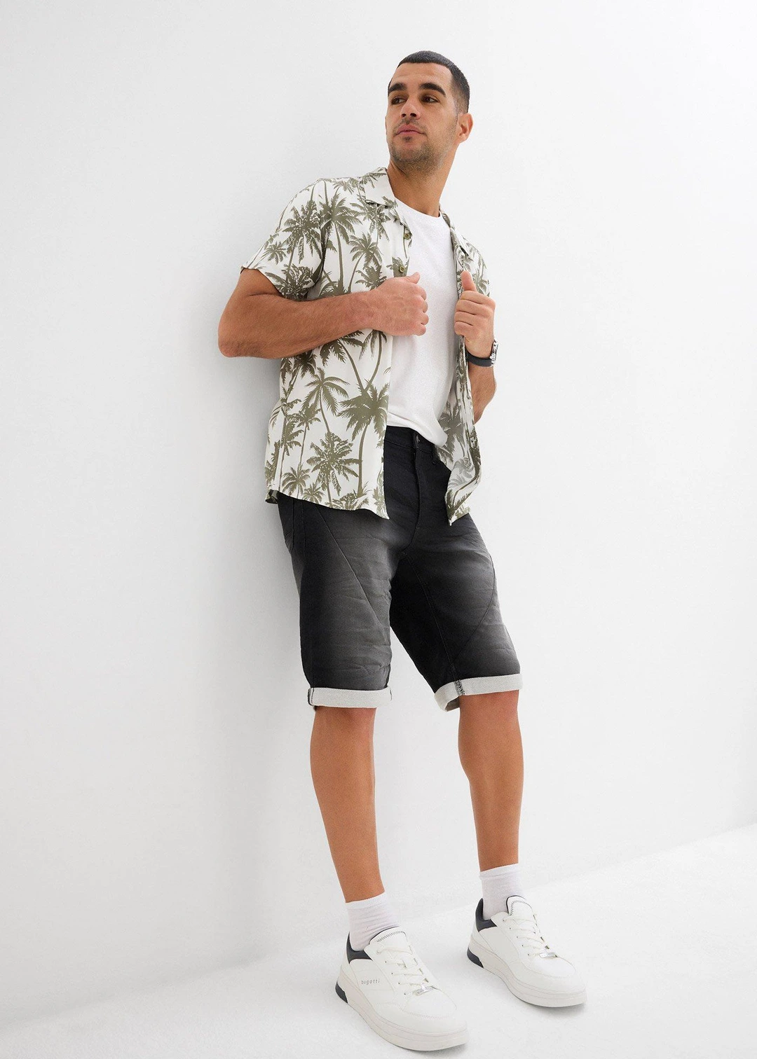 Bermuda en molleton effet jean, loose