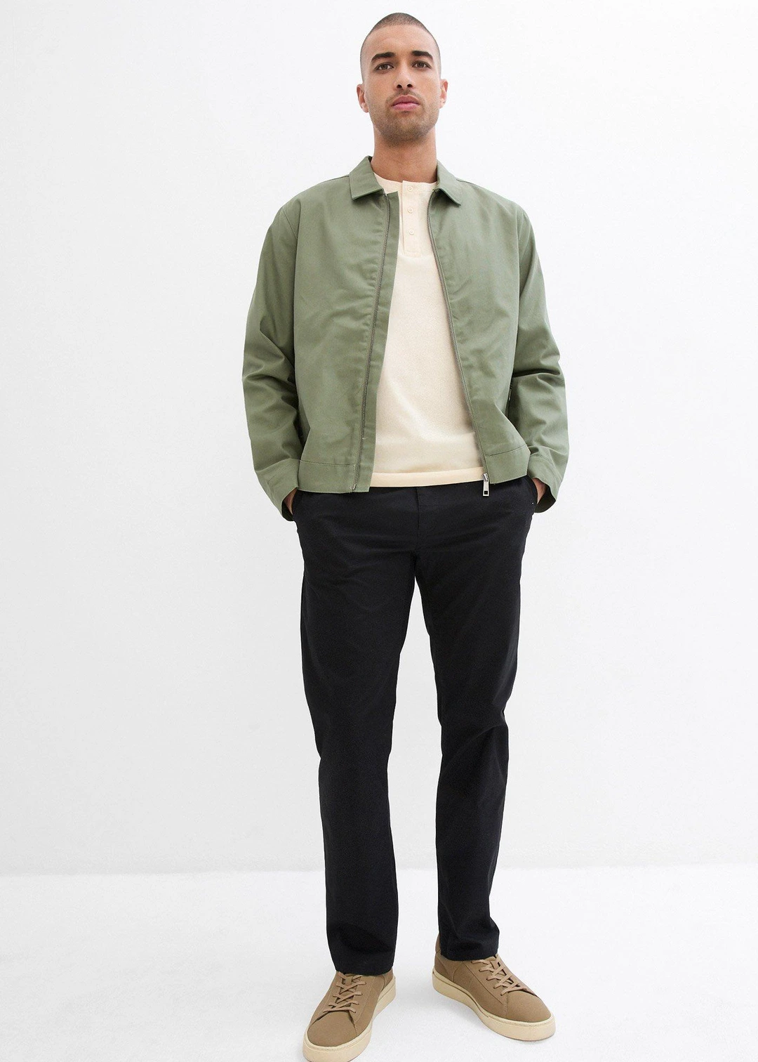 Pantalon chino regular avec ceinture, taille élastiquée, droit - 2