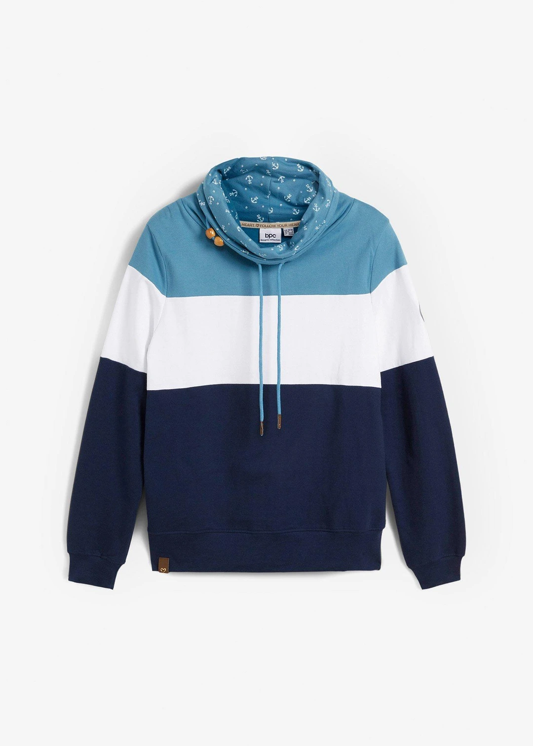 Sweat 100% coton à col imprimé