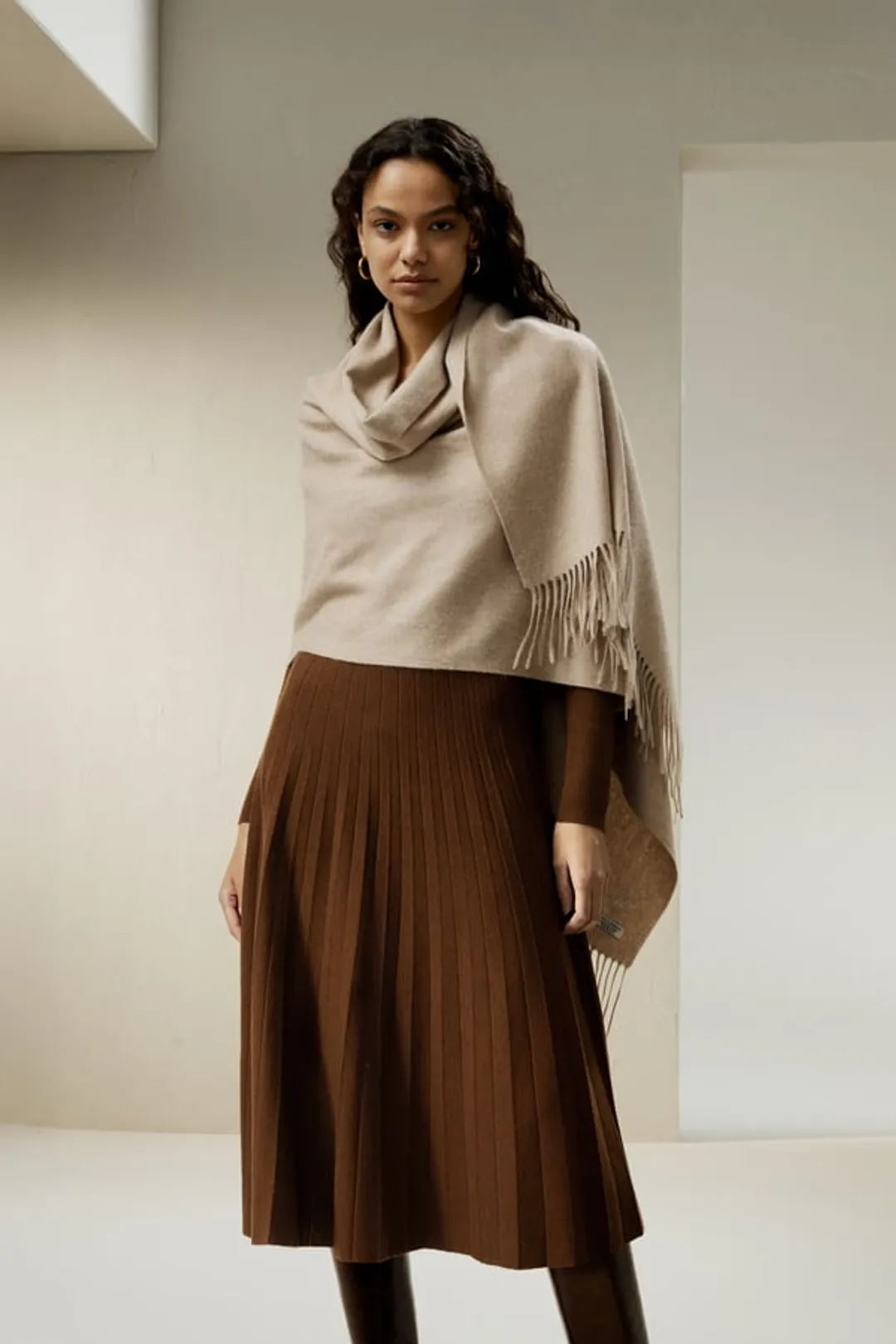 LILYSILK Jupe En Laine Longue Noir Silhouette En Ligne, Au-Dessus Du Genou Laine Mérinos Ultra Fine Doux Pour La Peau Et Respirant M