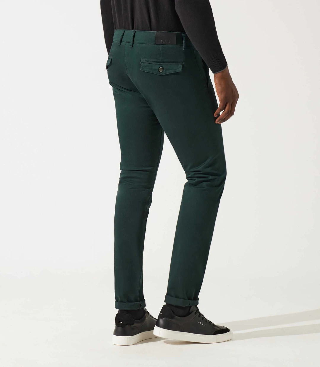 IZAC - Pantalon chino satin vert VANAMA