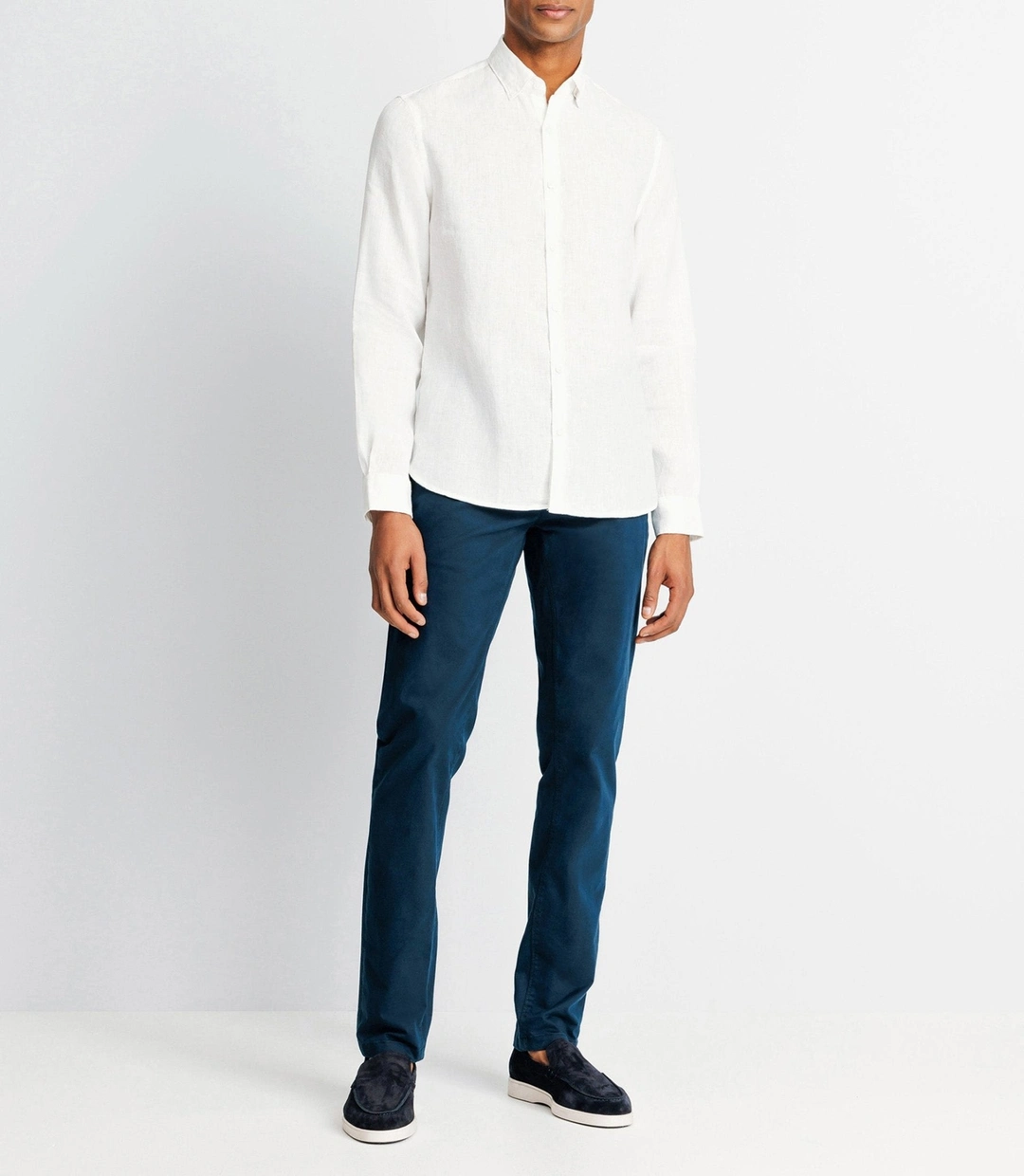 IZAC - Chemise unie en coton lin blanche