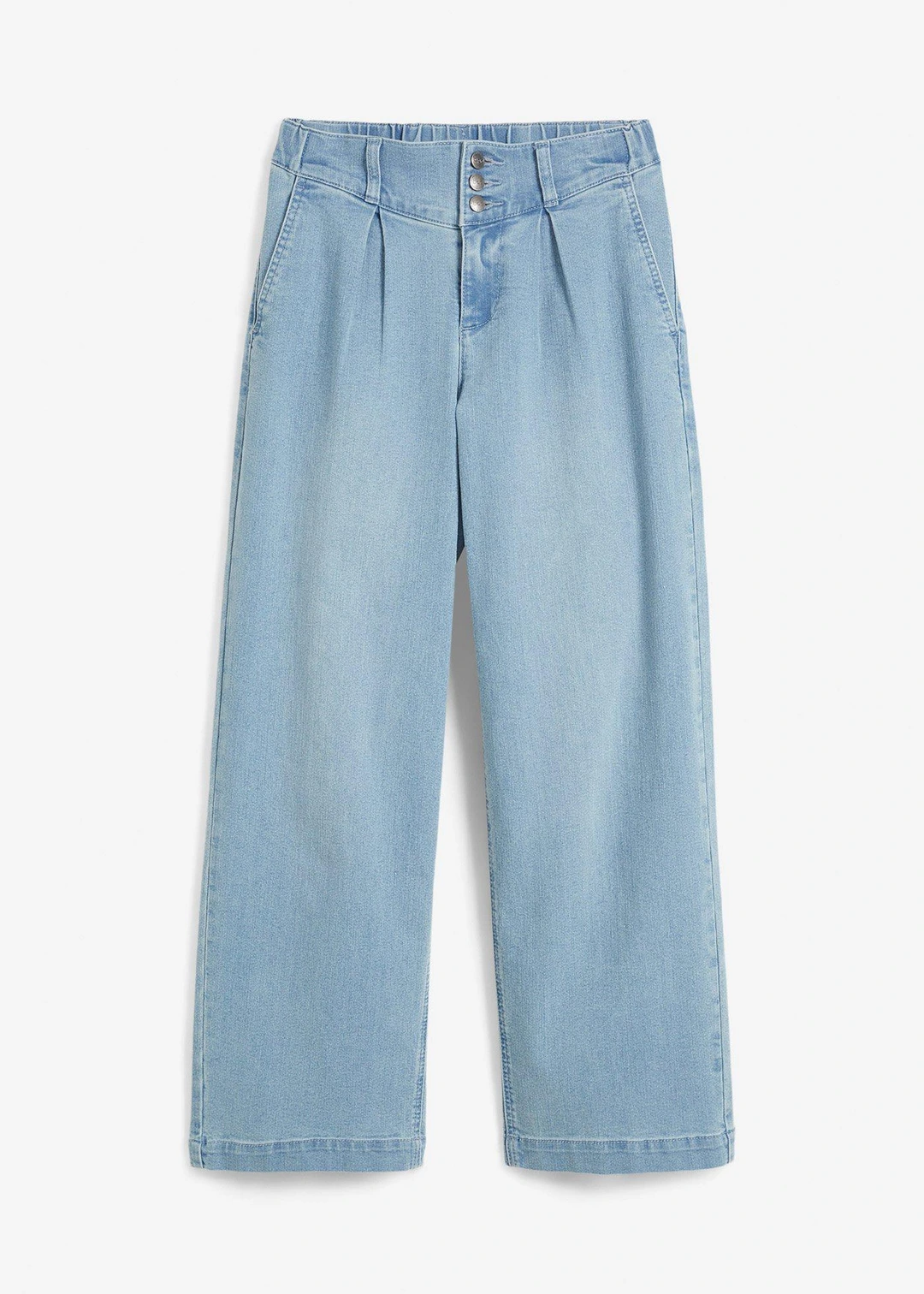 Jean large, taille haute et élastiquée, cropped