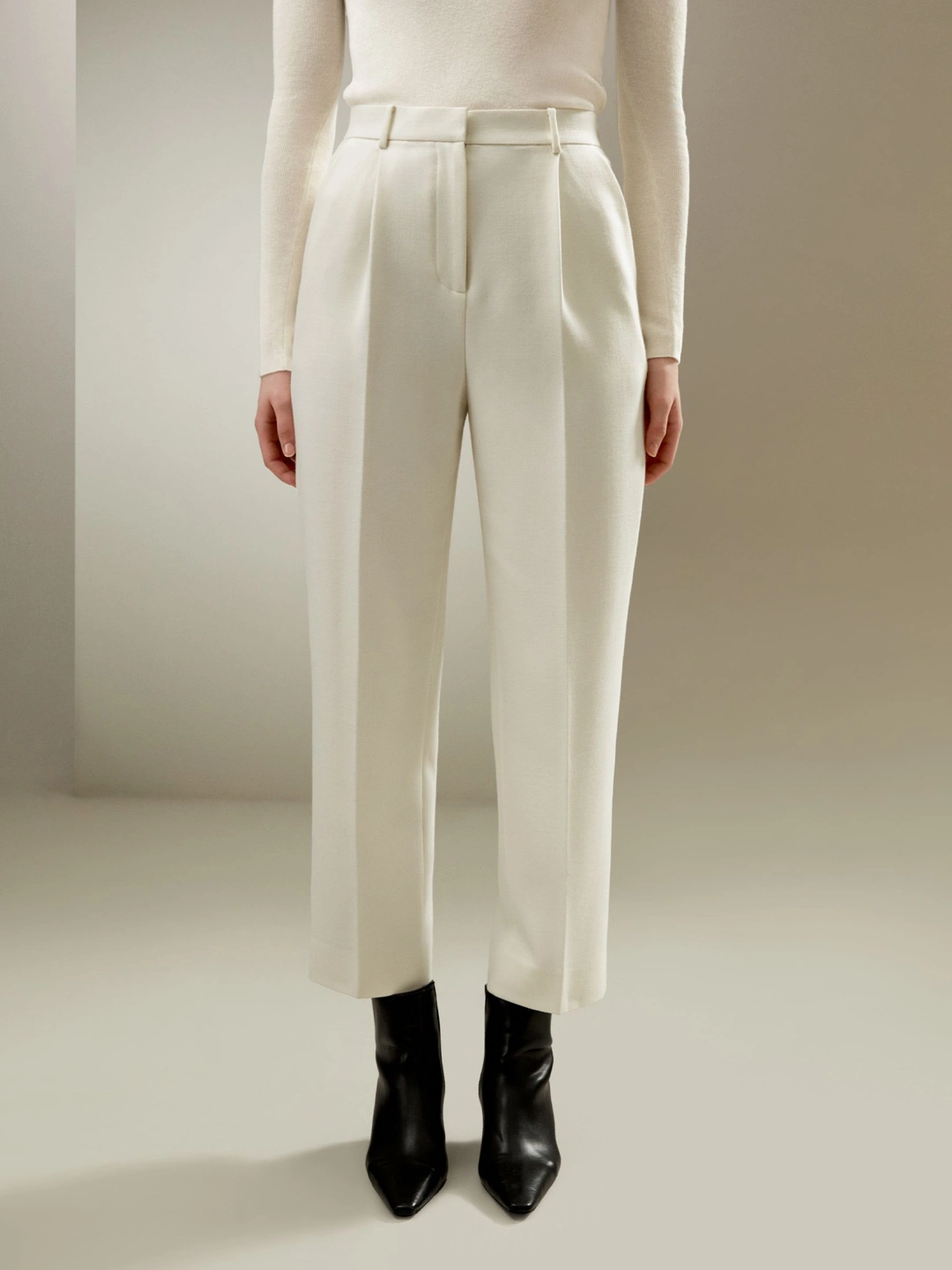 LILYSILK Pantalon Blanc Soie Décontractées Soie Et Laine Style D'Affaires Simple Et Classique Blanc Naturel 46