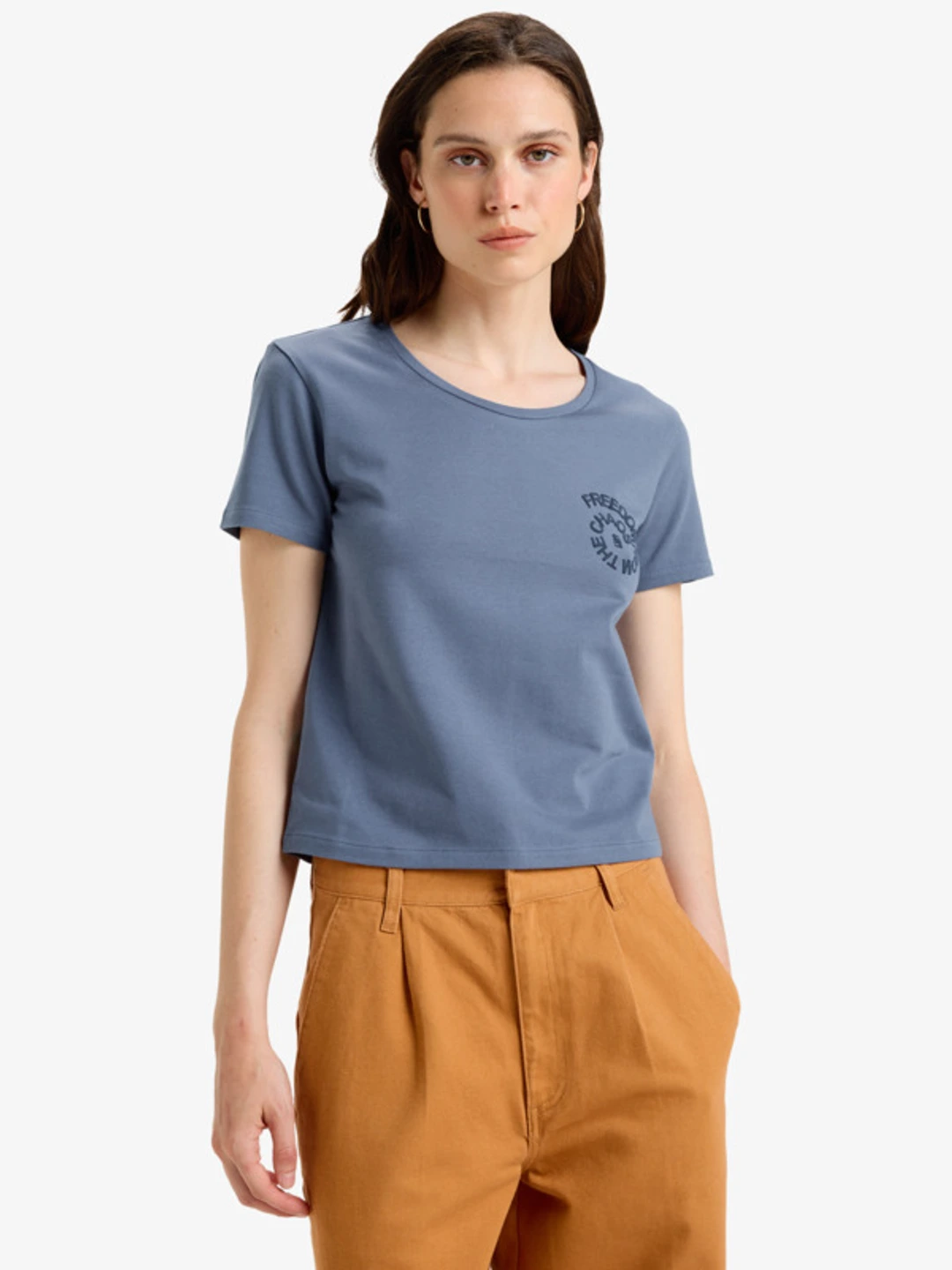 Lintah - T-shirt manches courtes sérigraphié pour Femme Bleu