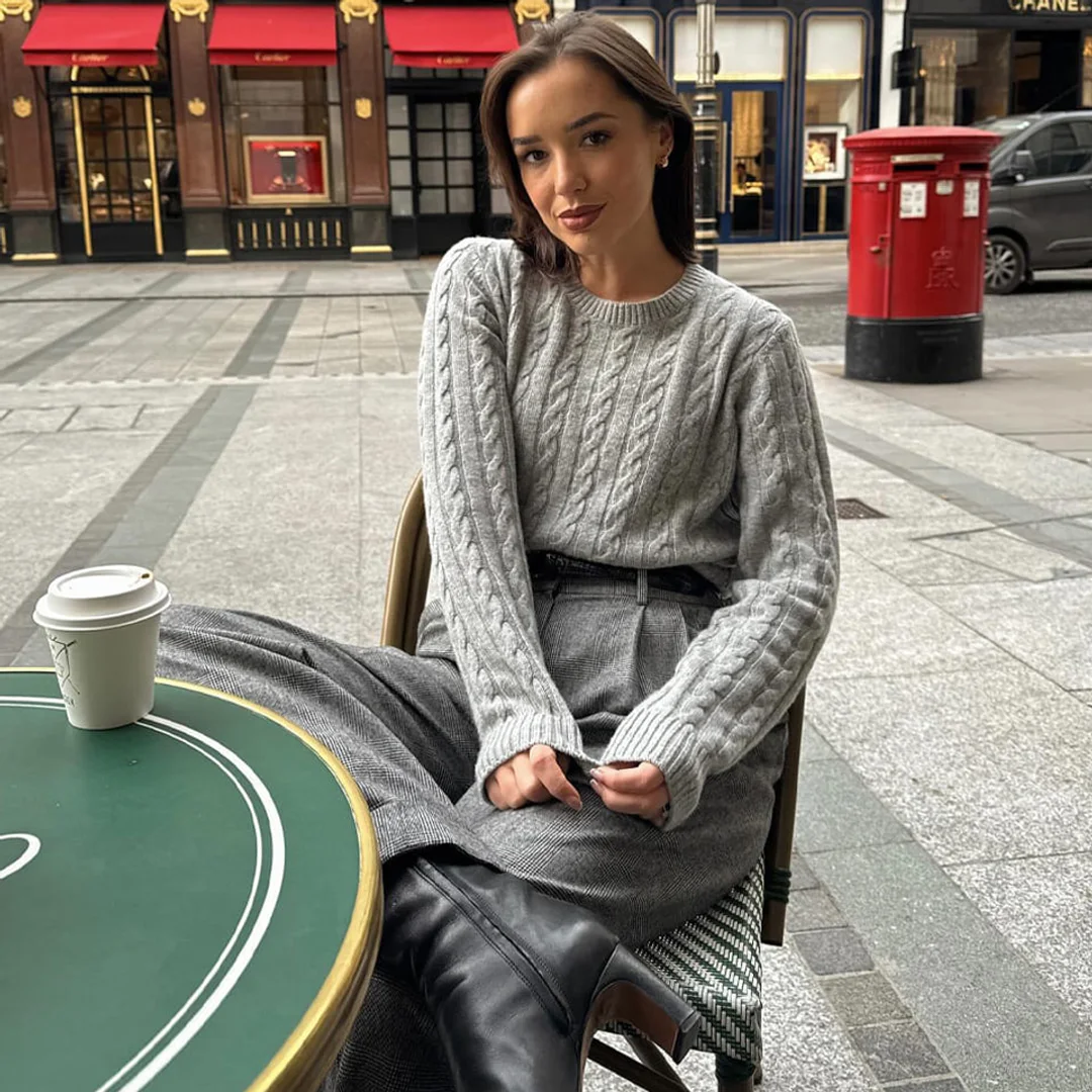LILYSILK Pull En Laine Femme Gris Col Rond, Style Preppy Inspiré Laine Et Cachemire Un Classique À Associer À Un Pantalon L