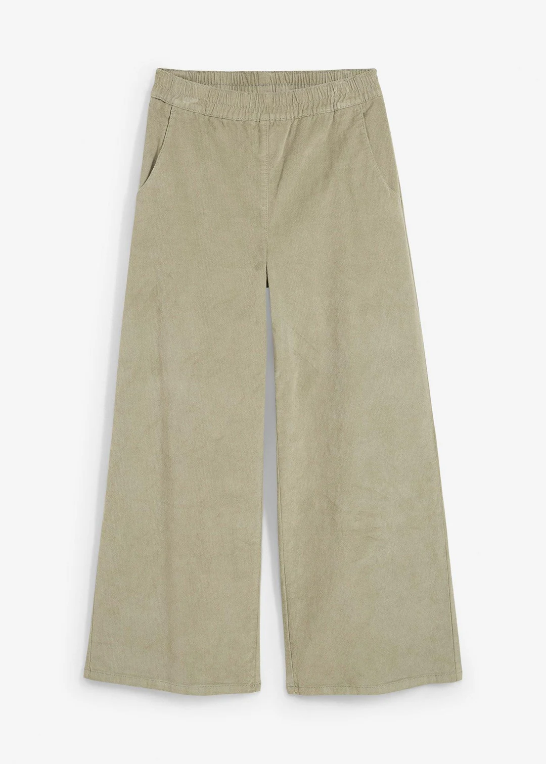 Pantalon en velours côtelé, taille haute élastiquée