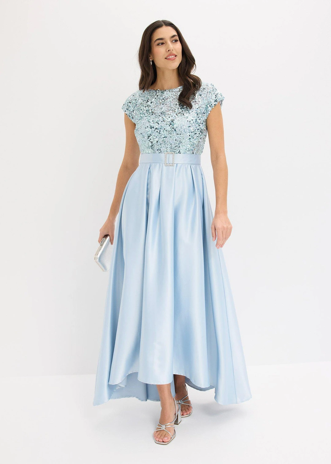 Robe de soirée en satin brillant et sequins - 2