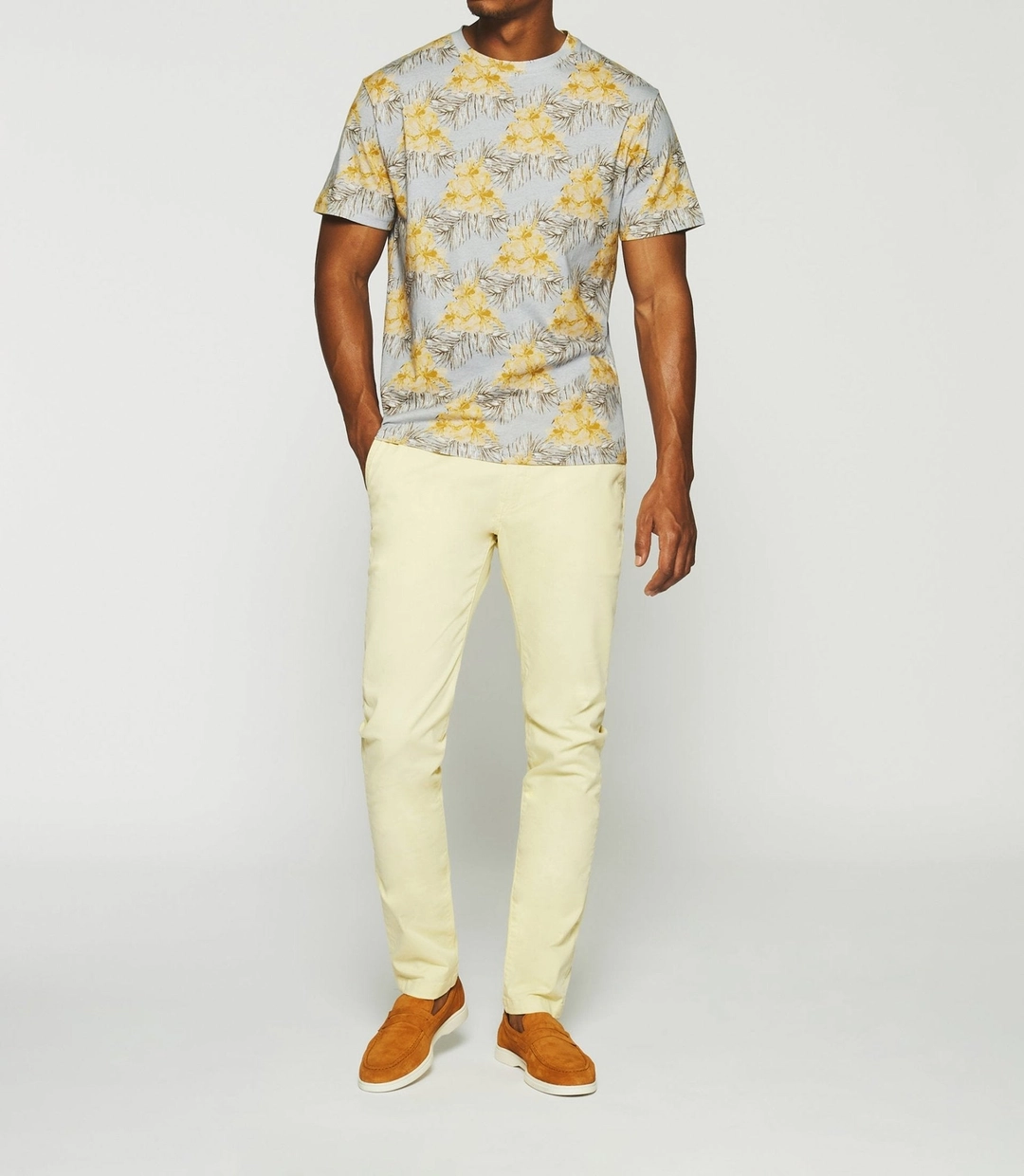 IZAC - T-shirt à manches courtes à imprimé bleu et jaune GEREMY