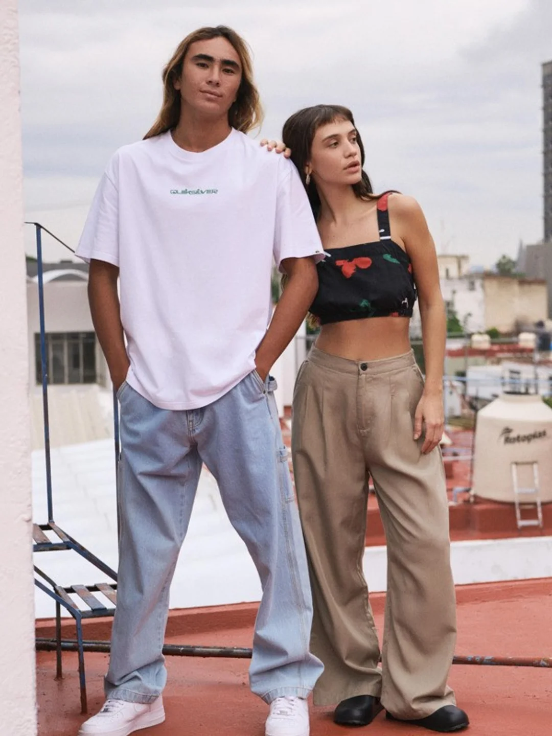 Vista - Pantalon taille élastique pour Femme Rouge