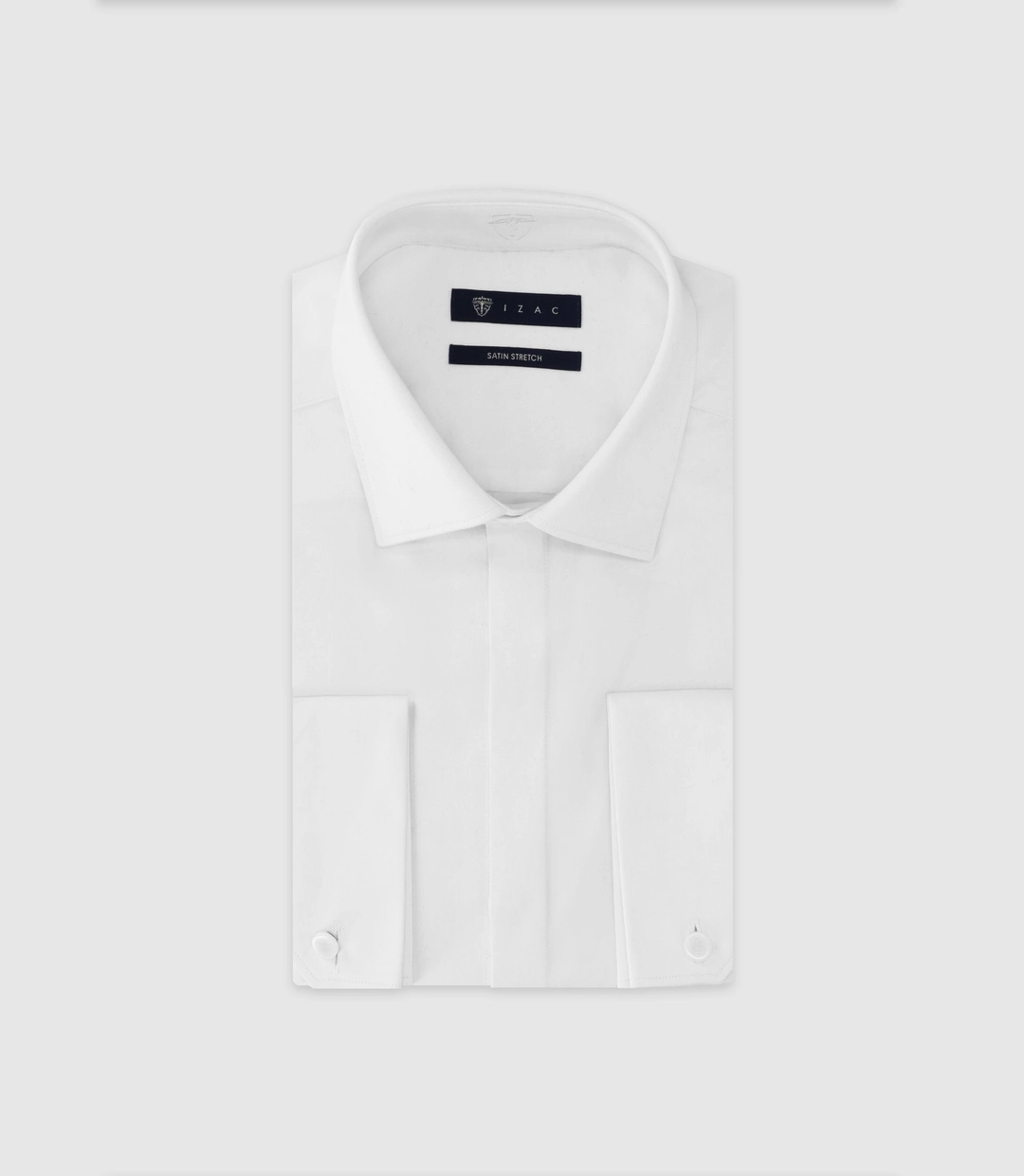 IZAC - Chemise ajustée en satin de coton blanche