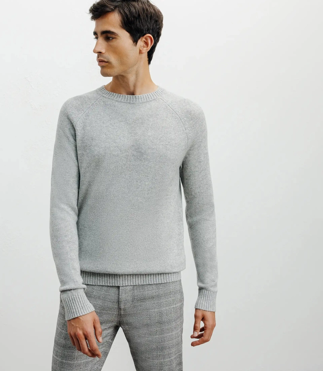 IZAC - Pull en laine col rond gris chiné
