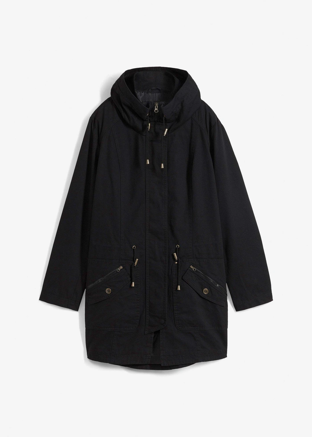 Parka courte en coton à col montant, cintrée