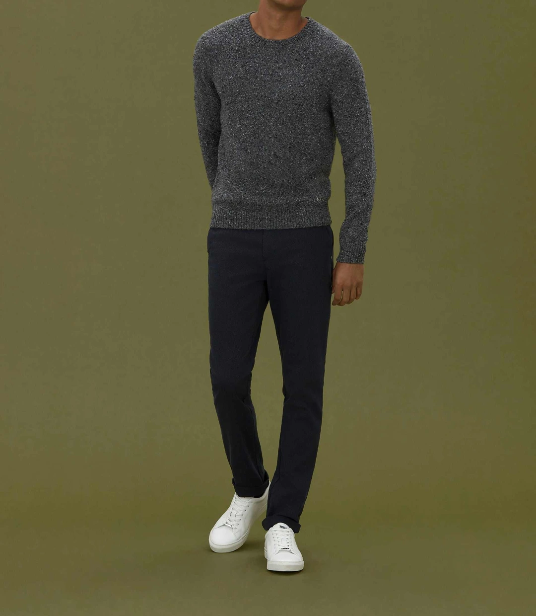 IZAC - Pull col rond fantaisie gris ''Loic''