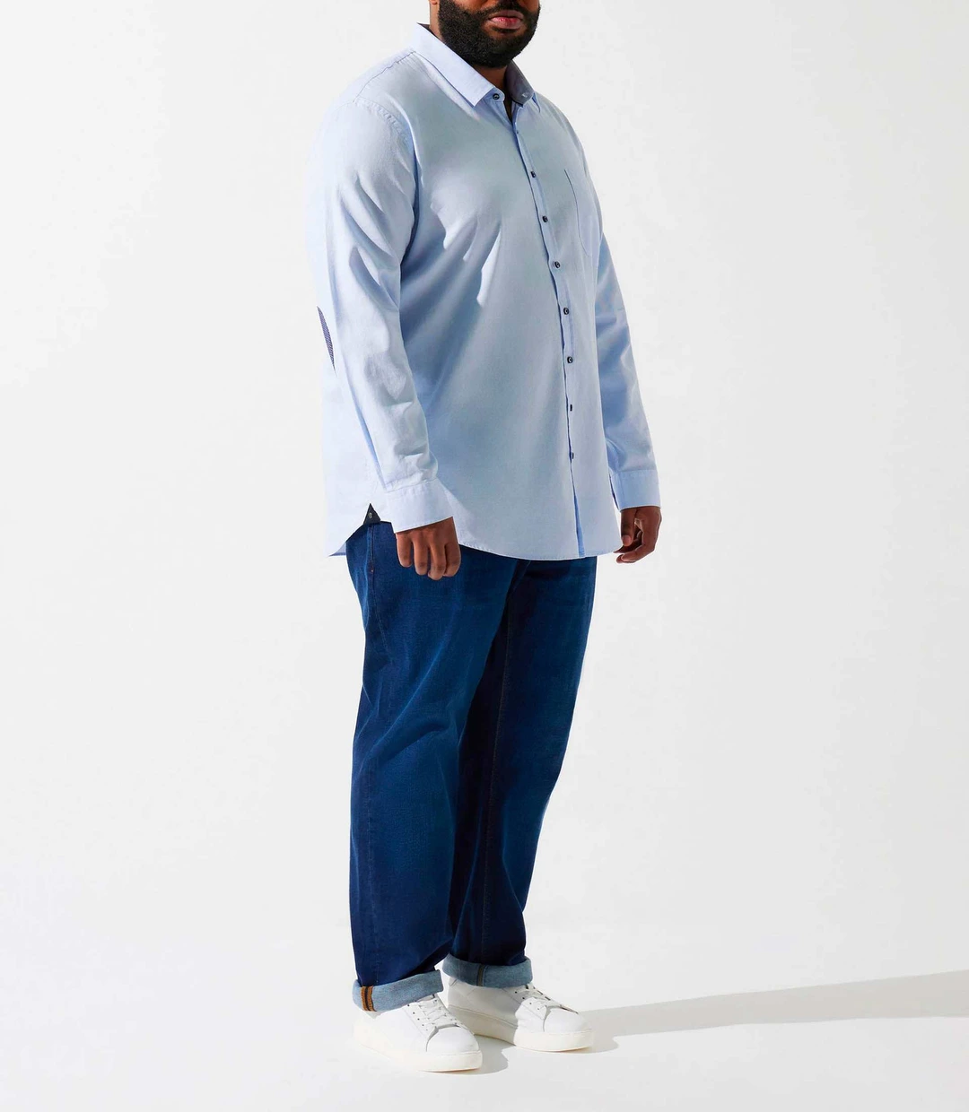 IZAC - Chemise unie à coudières bleu ciel KENBT