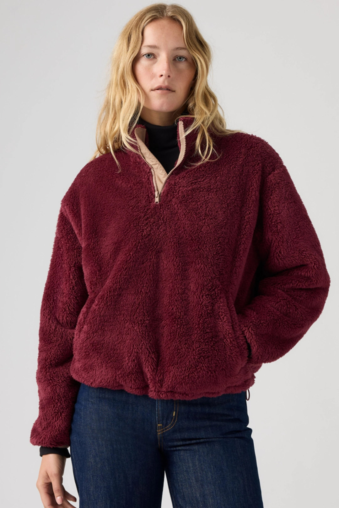 Levi's Sweat Shirt 1/4 Zip Sherpa Gemma - Femme - Vert / Mountain View - XS