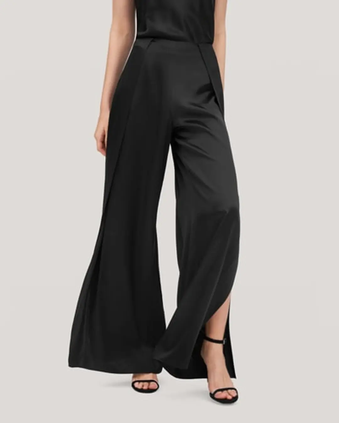 LILYSILK Femme Pantalon Taille Haute en Soie 22 Momme Élégant Jambe Large Noir 38