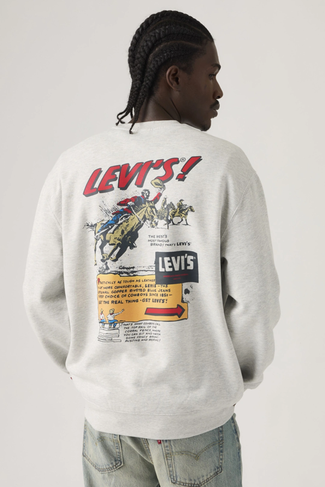 Levi's Sweat Shirt Col Rond Graphique Relaxed - Homme - Gris / Light Heather Grey - XL