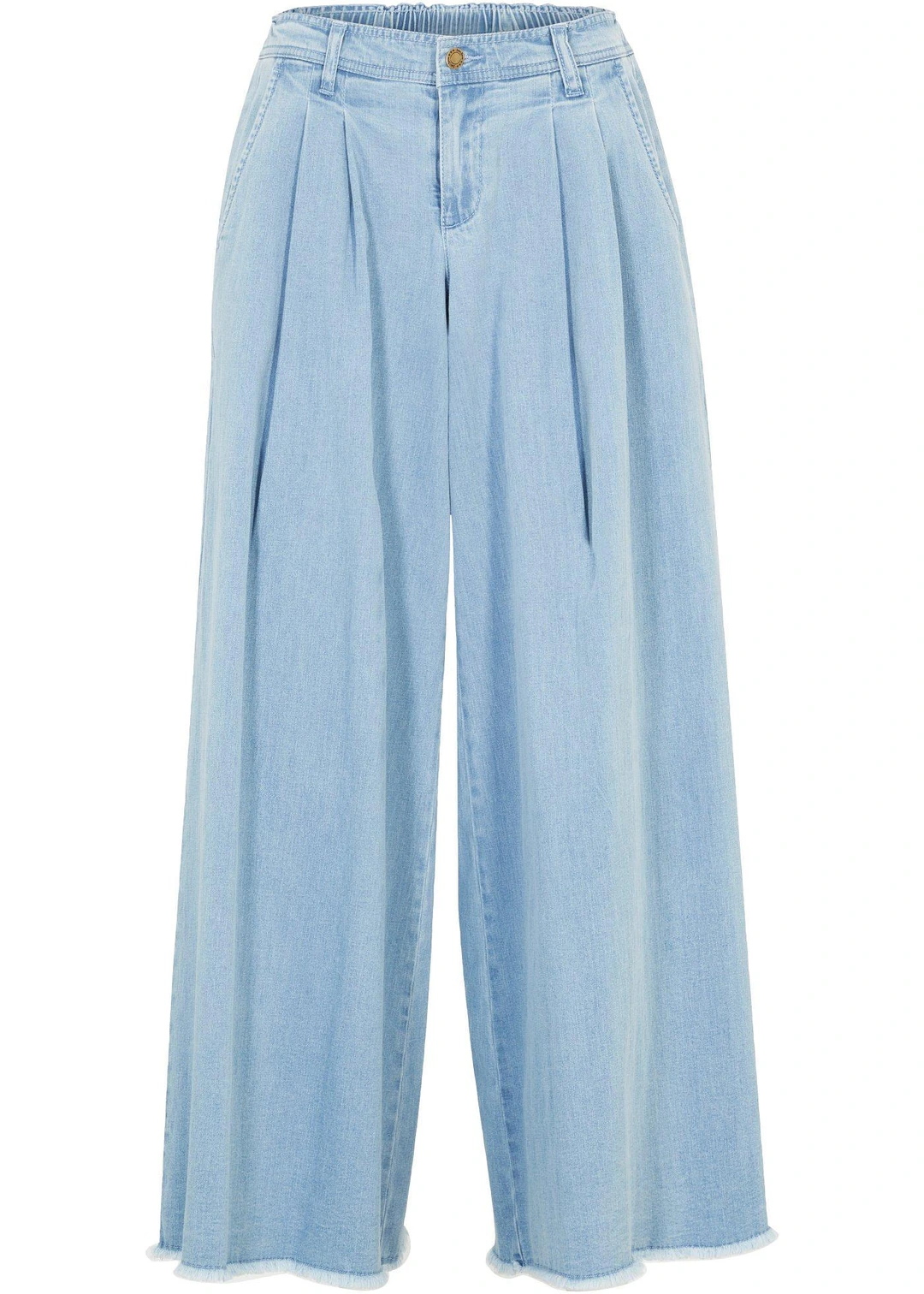Jupe-culotte large en jean, taille élastiquée