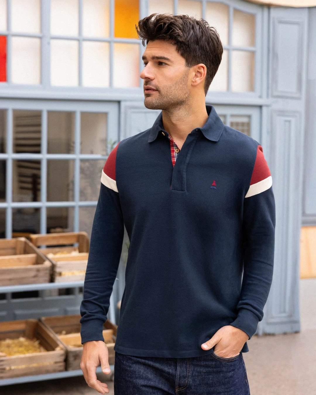 POLO MANCHE LONGUE MARINE | MAURICE | COTON BIO