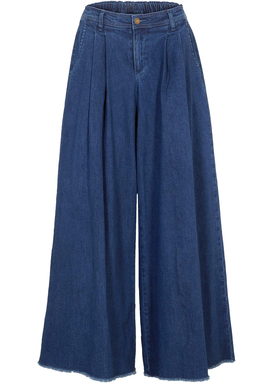 Jupe-culotte large en jean, taille élastiquée