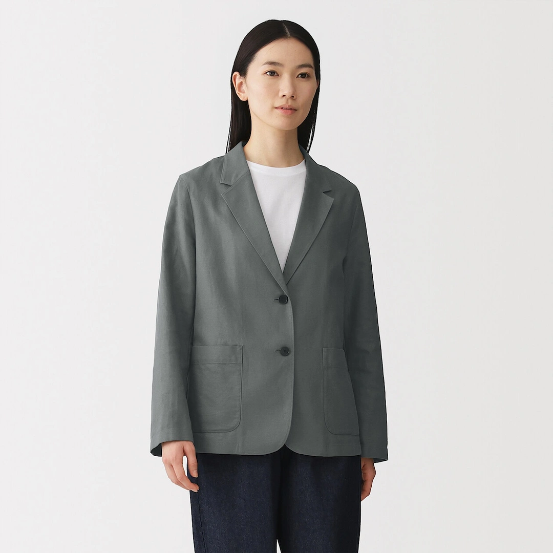 Veste sur mesure en sergé de mélange de chanvre pour femme