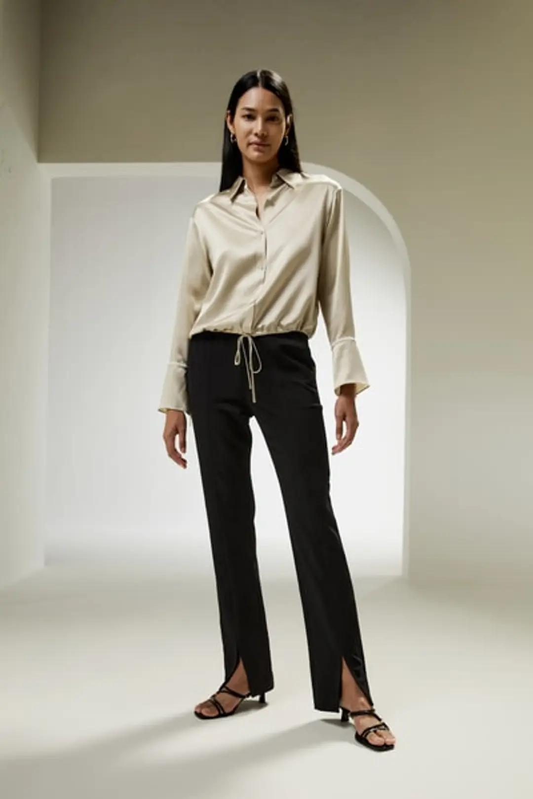 LILYSILK Blouse Soie Bleu Vapeur Volants À L'Ourlet Et Aux Manches 100% Soie Pure Parfait Pour Le Travail Et Les Vacances S