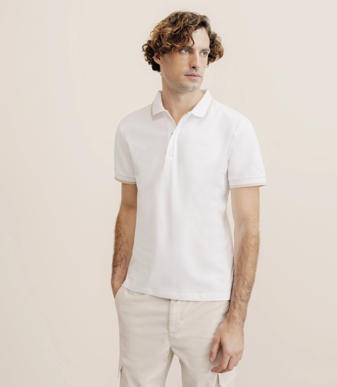 IZAC - Polo zip blanc