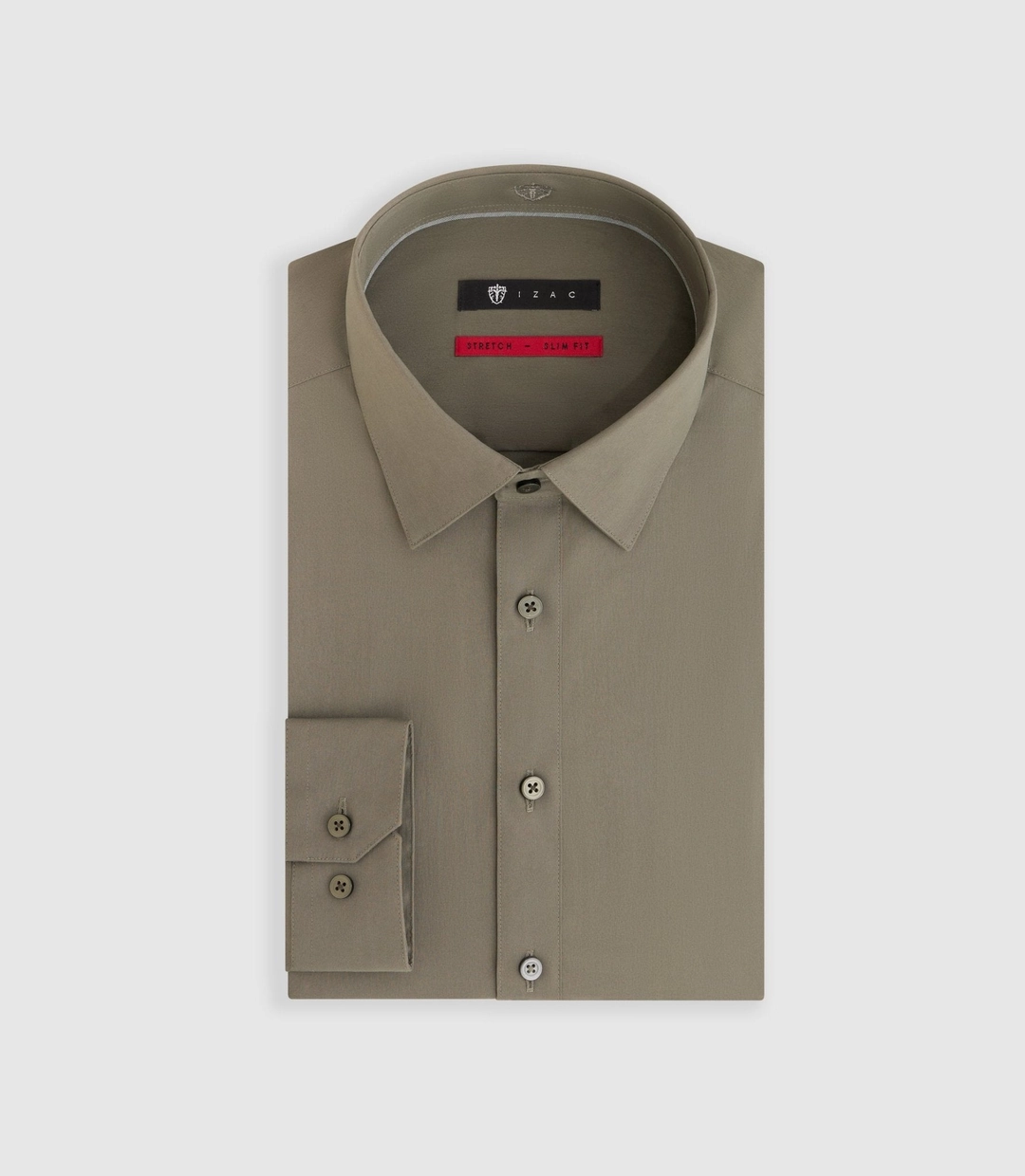 IZAC - Chemise en popeline stretch kaki ''Malte''