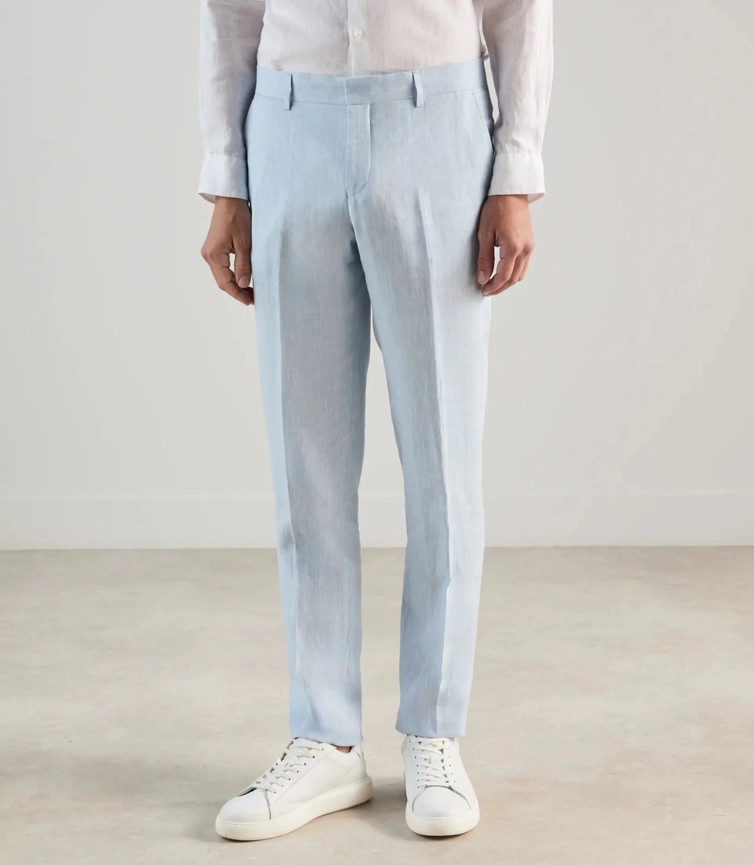 IZAC - Pantalon ville 100% lin bleu ciel