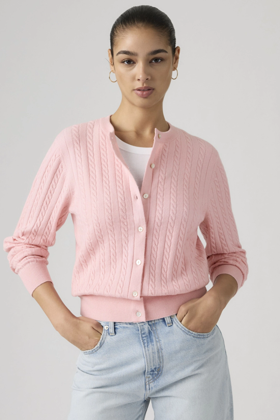Levi's Cardigan Col Rond Supersoft - Femme - Neutral / Paris Stripe Curds Whey Triblend - XS