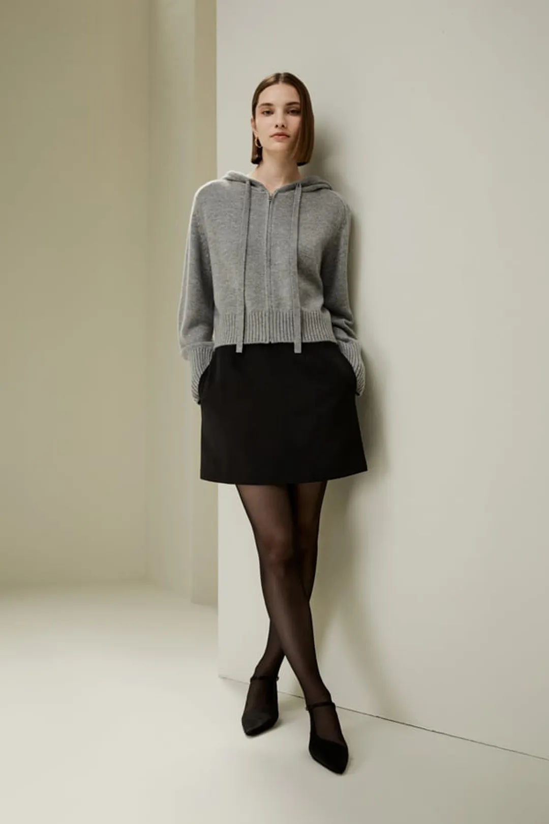LILYSILK Cardigan Noire Femme Noir Modèle À Capuche, Coupe Décontractée Laine Et Cachemire S'Adapte Parfaitement À La Vie Quotidienne L