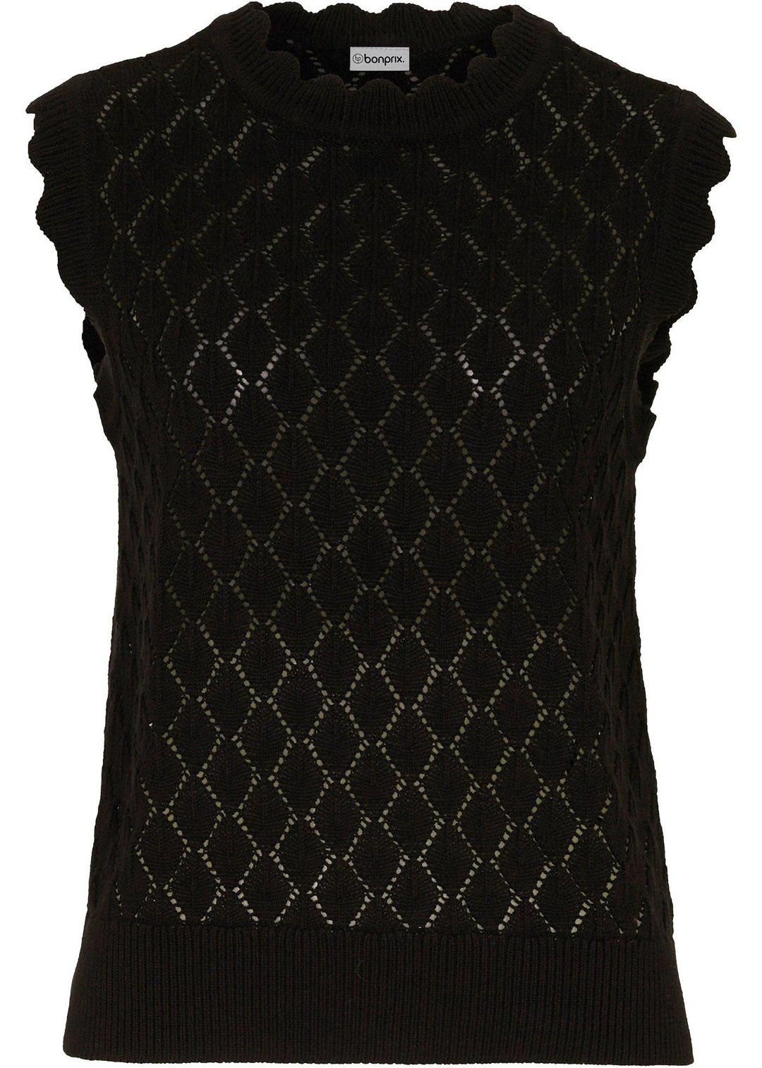 Pull sans manches en maille ajourée