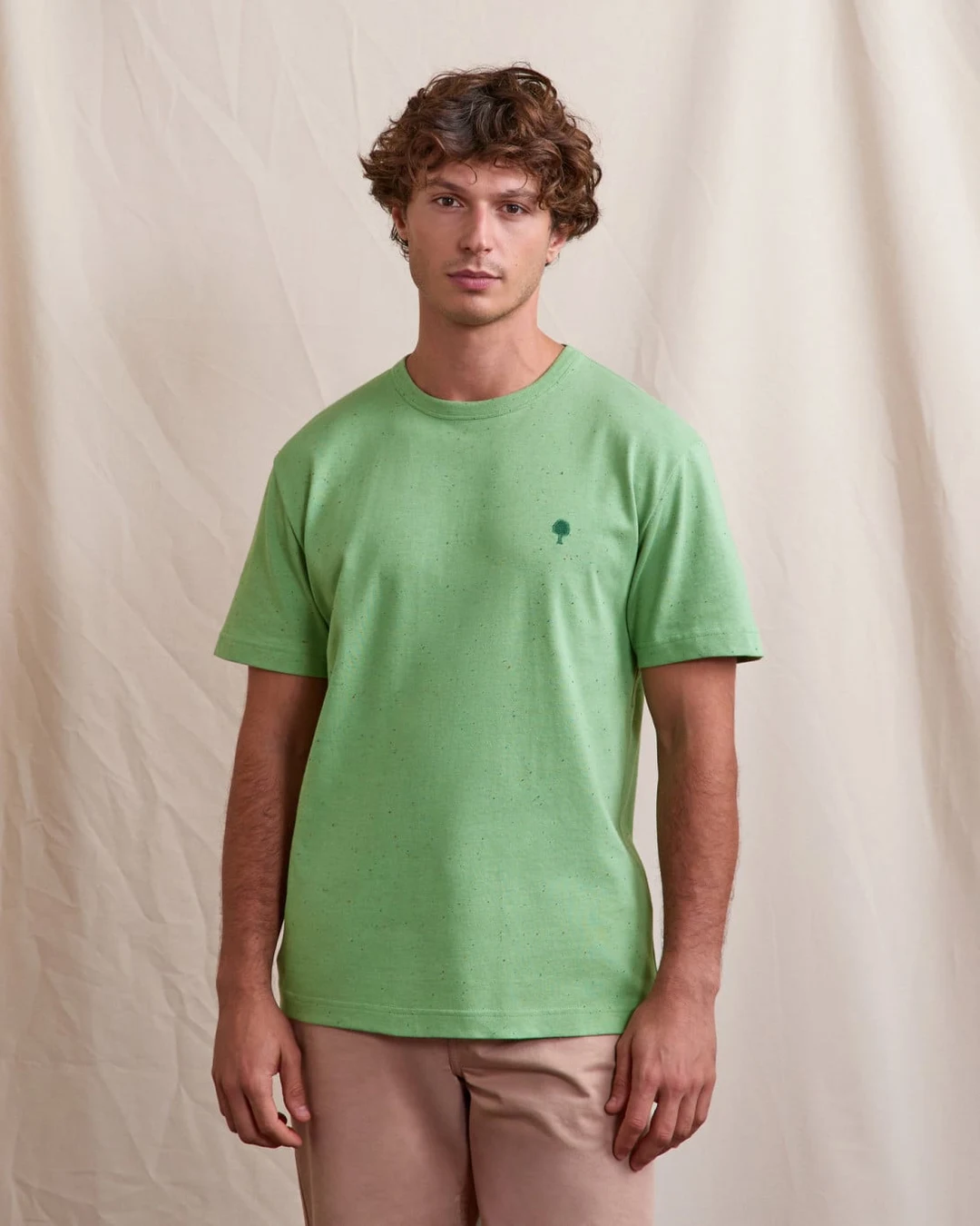 T-shirt chiné vert coton bio - LUGNY