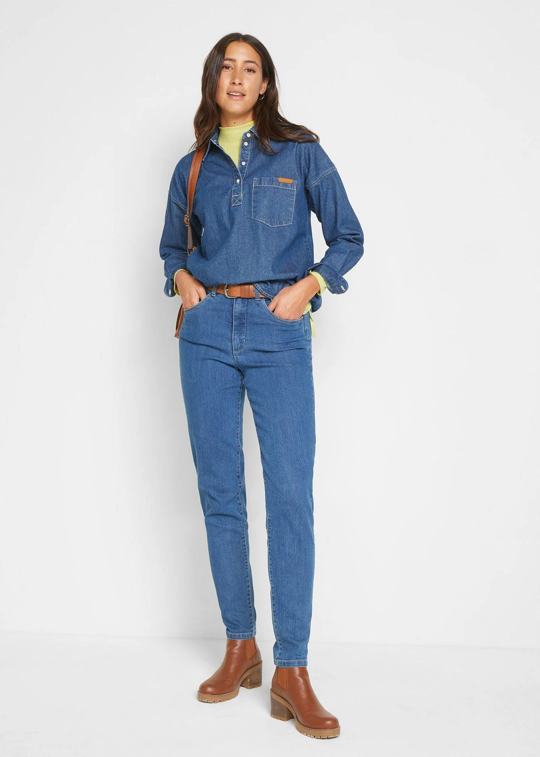 Jean mom taille haute, extensible