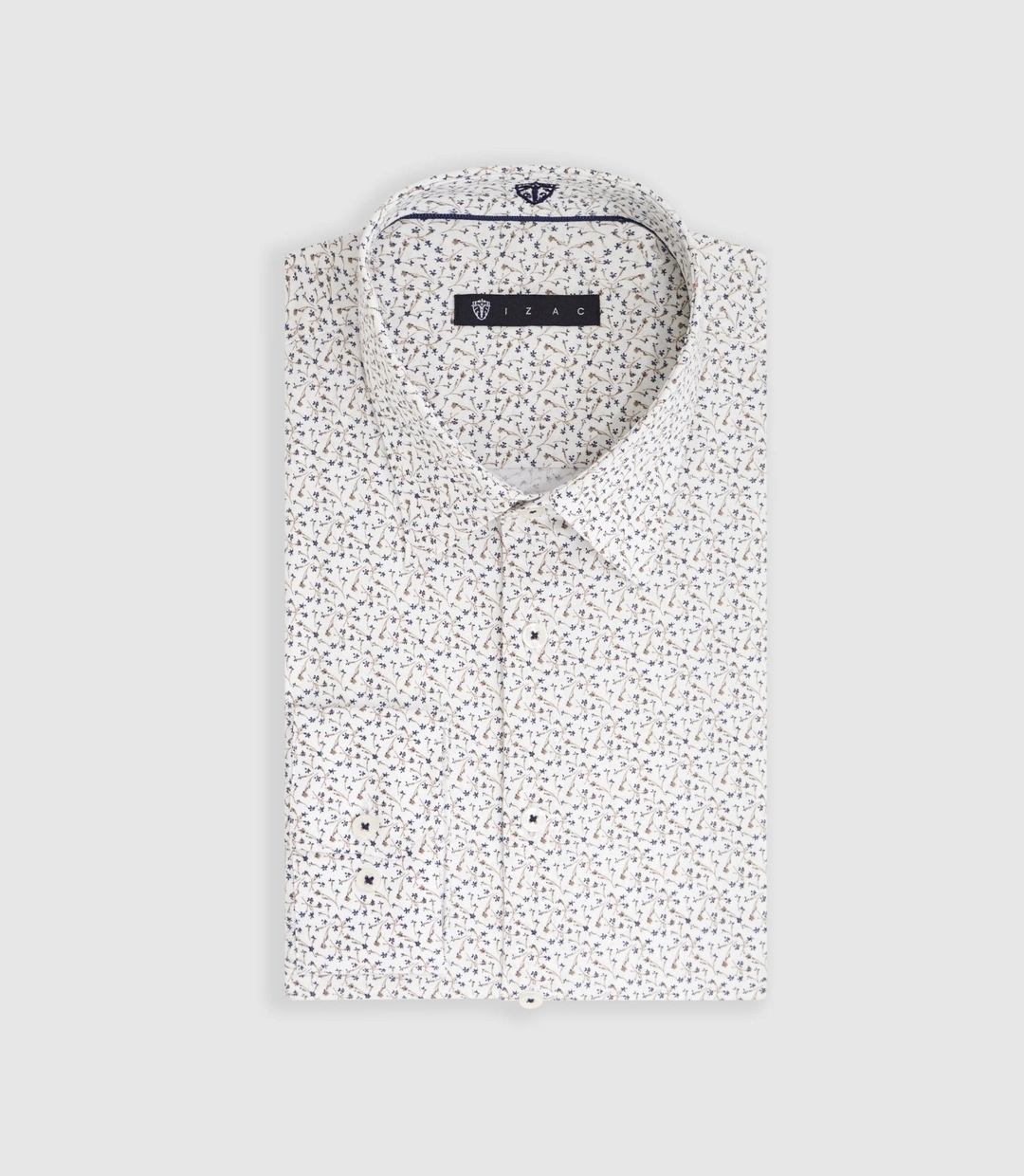 IZAC - Chemise imprimée micro motifs camel ''Marcus''
