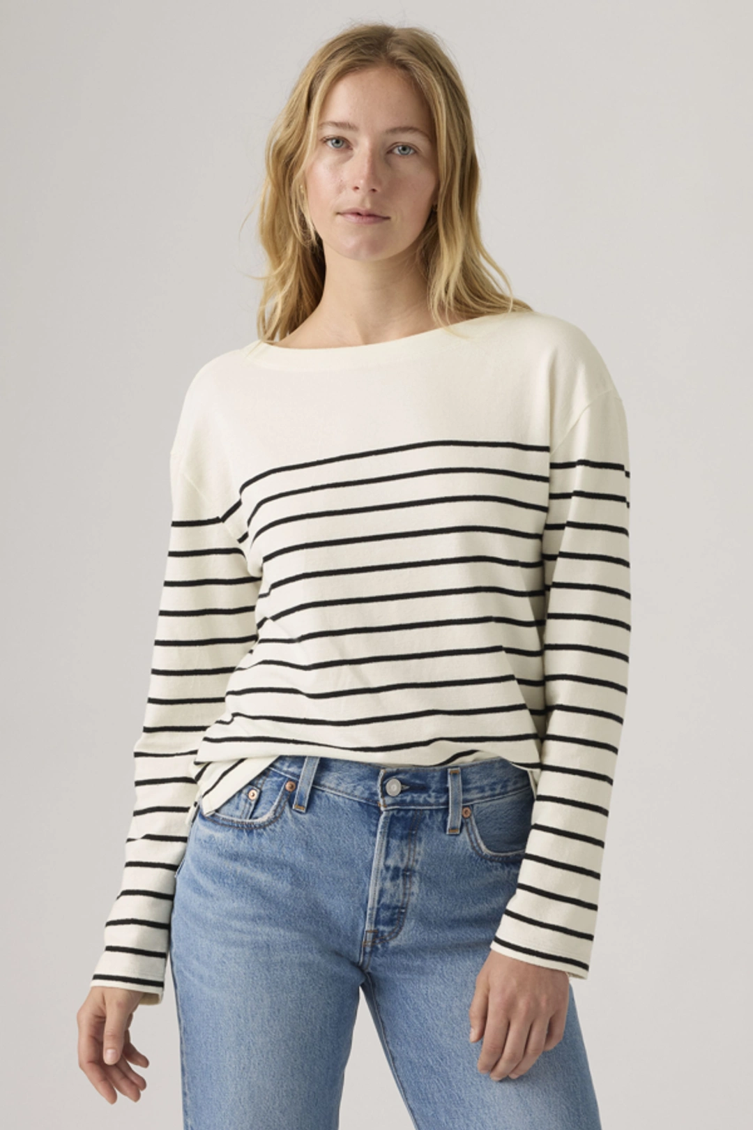 Levi's Haut Marin À Rayures - Femme - Rouge / Magnolia Stripe Egret Anthracite - XS
