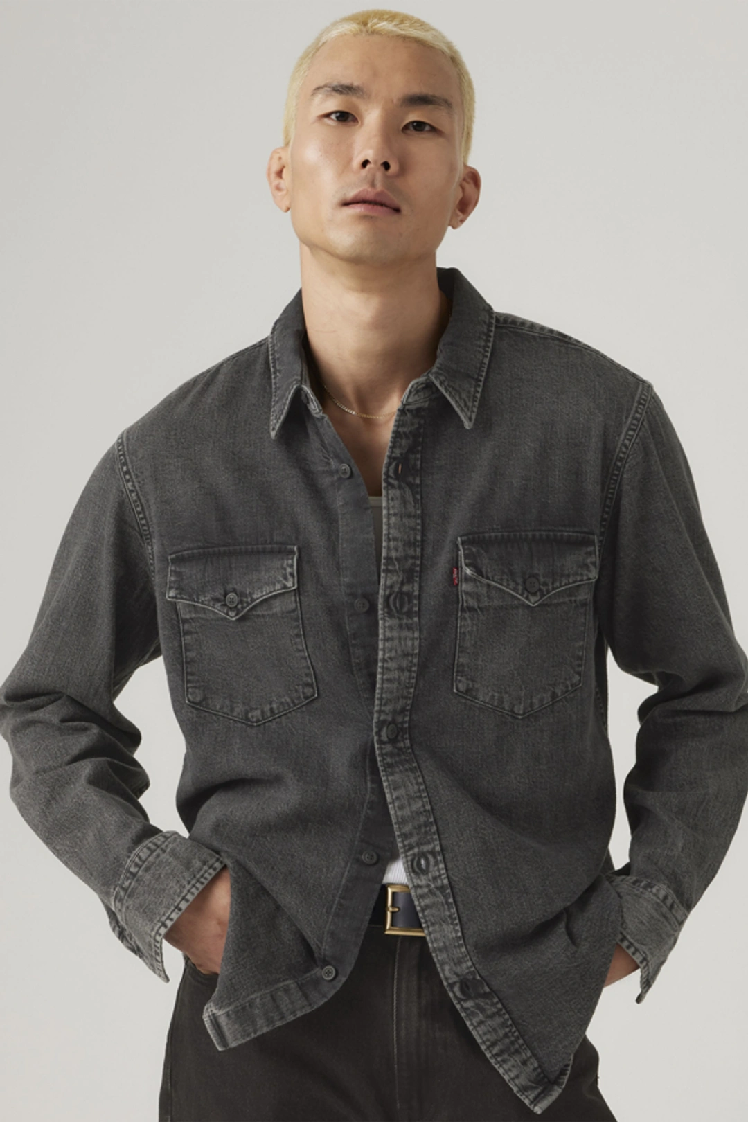 Levi's Chemise Western Relaxed - Homme - Bleu / Grand Dark Railroad Stripe - 2XL