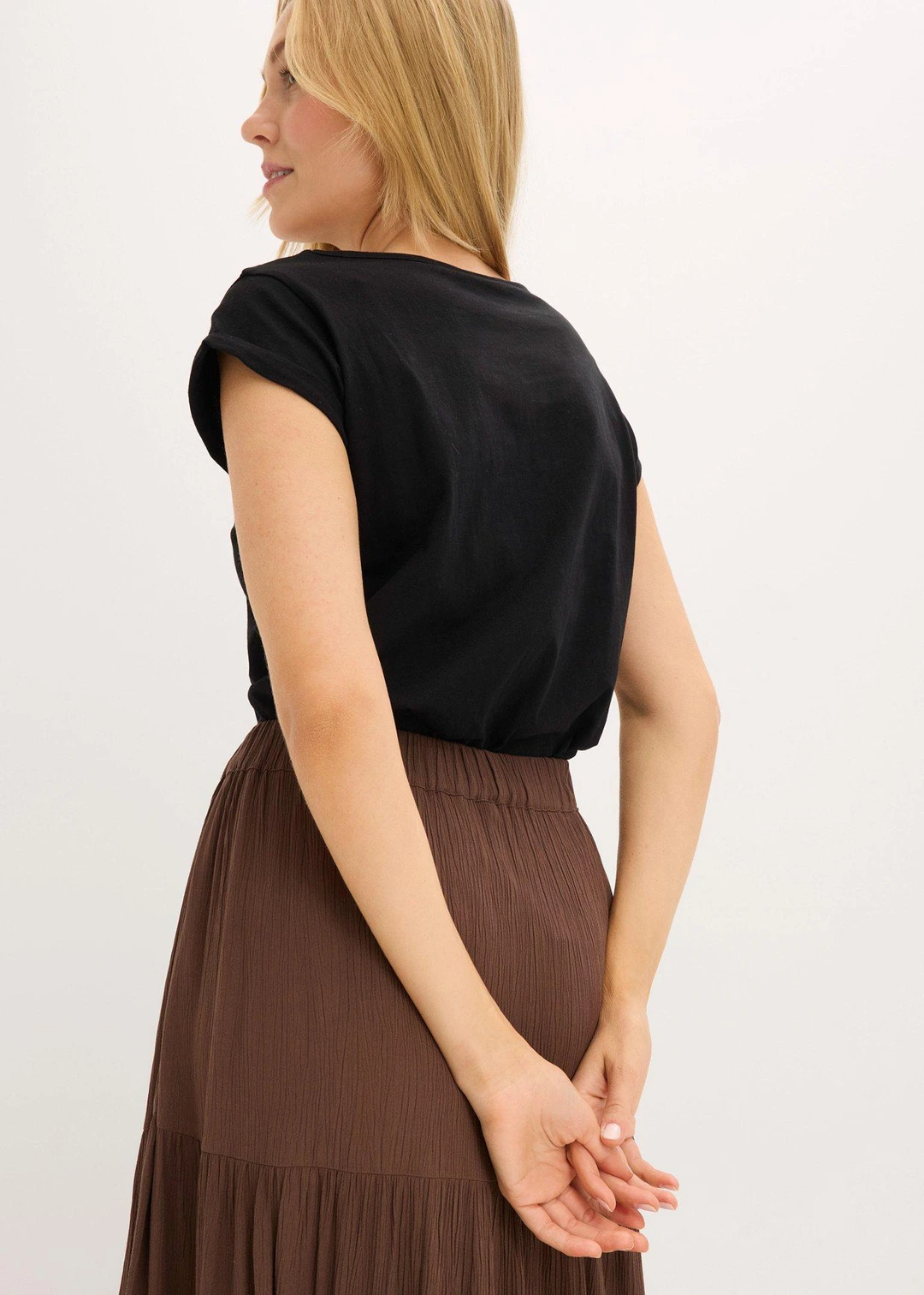 Jupe longue étagée en viscose texturée - 3