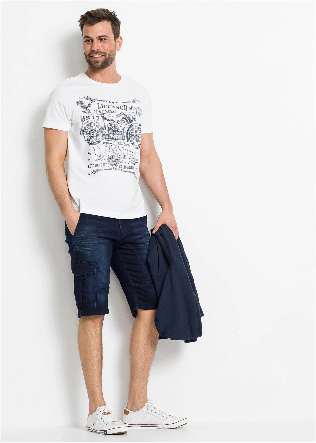 Bermuda en sweat effet jean, regular
