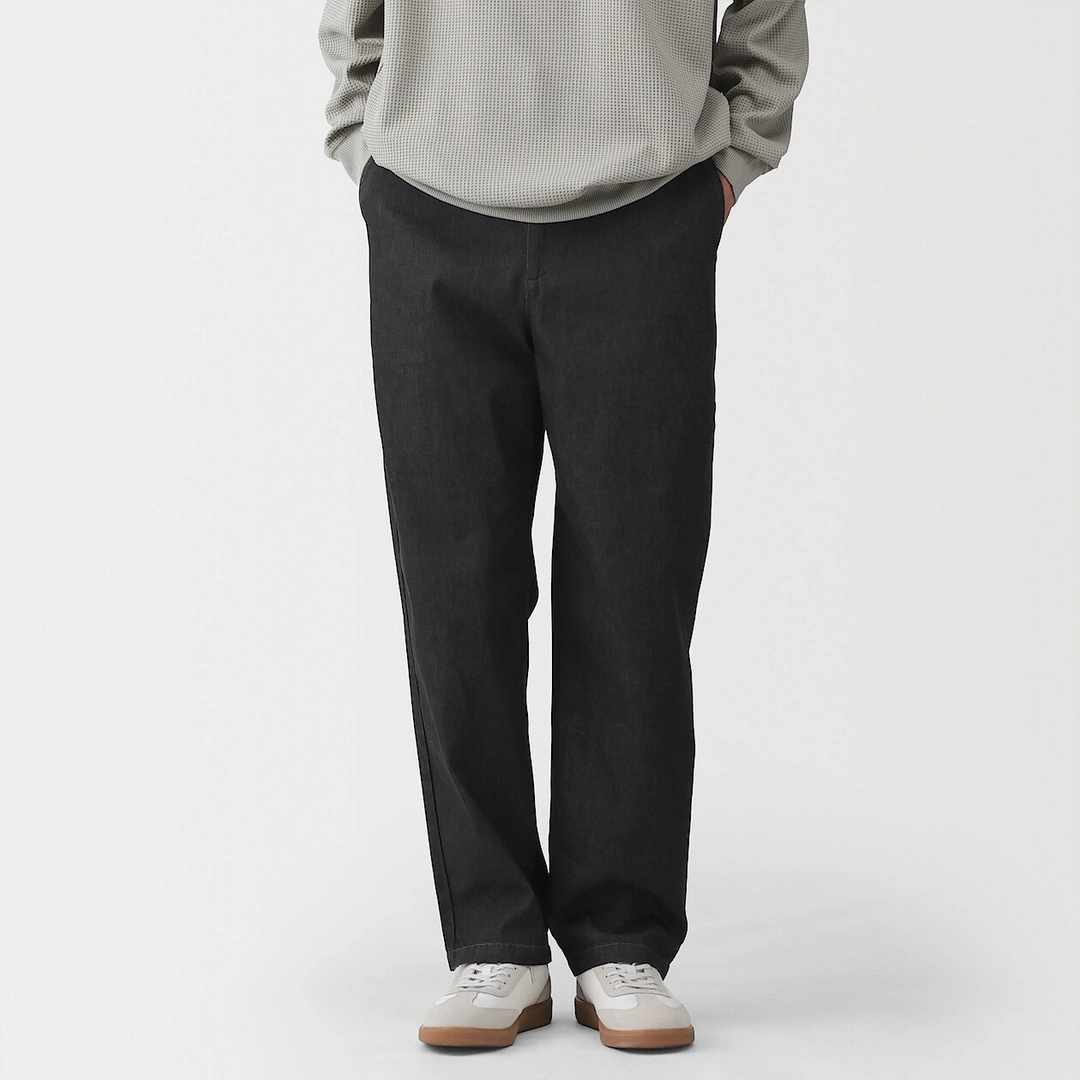Pantalon coupe confortable en denim lavé pour homme ‐ Noir
