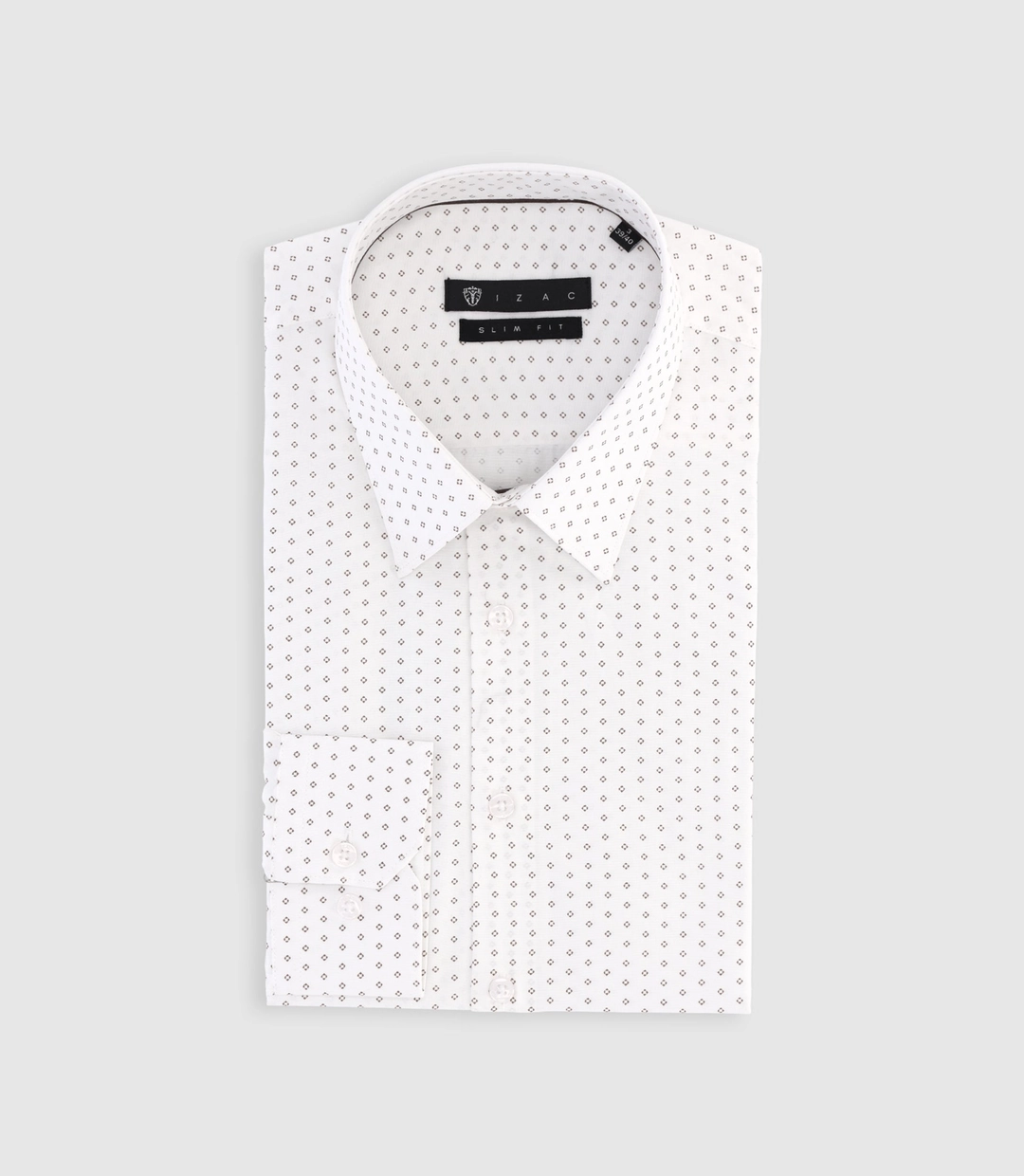 IZAC - Chemise imprimée micro motifs blanche et camel PAOLINO