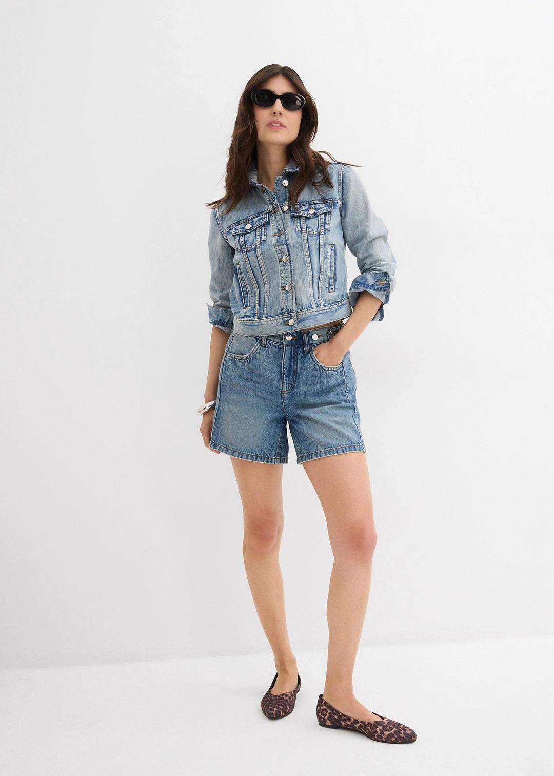 Short en jean taille mi-haute, peu extensible - 2